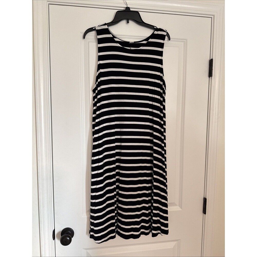 Old Navy Tunic Swing Sleeveless Sun Dress Black & White Striped Women's XL TALL